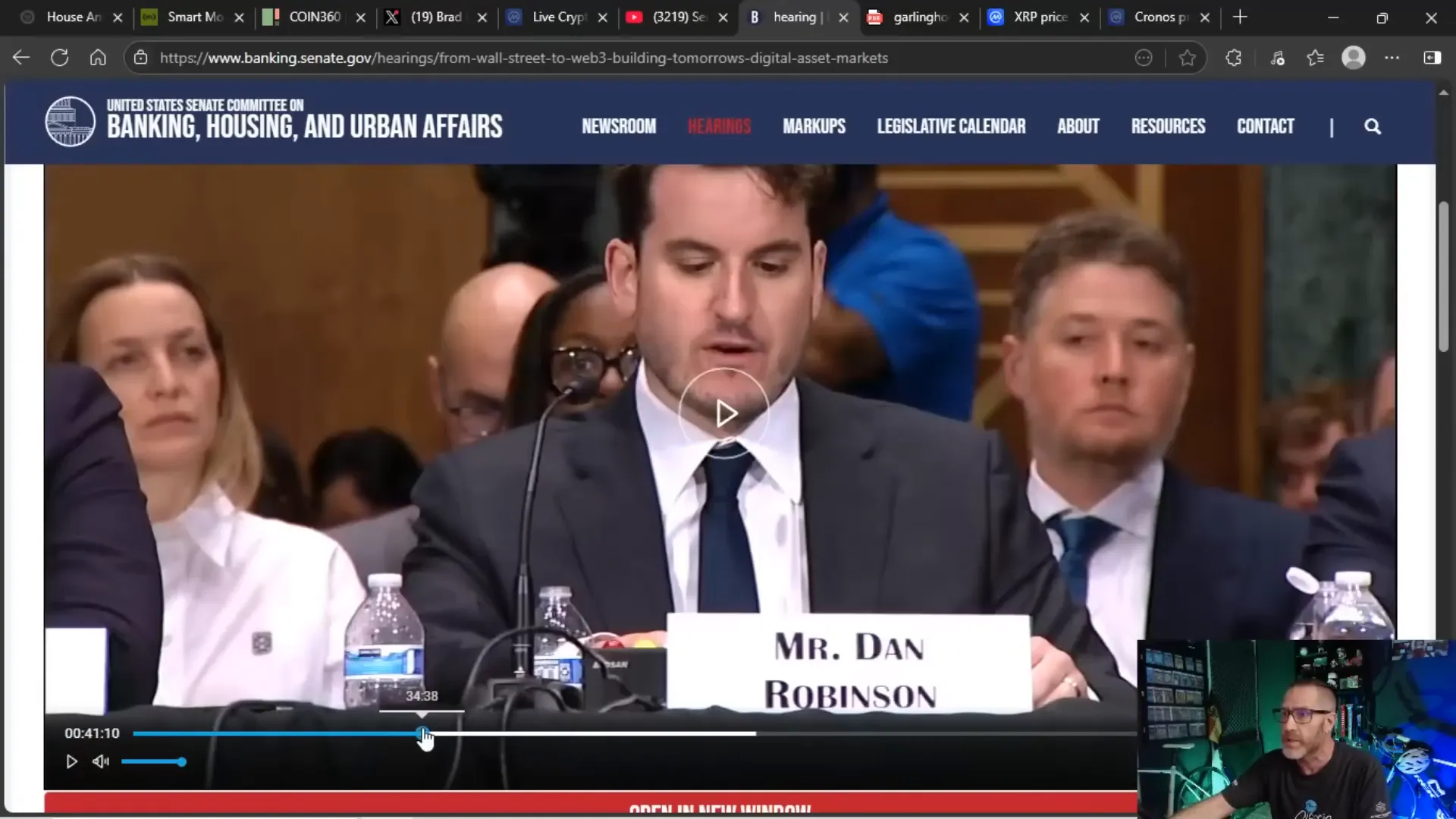 Senate hearing panel featuring Brad Garlinghouse and other crypto experts