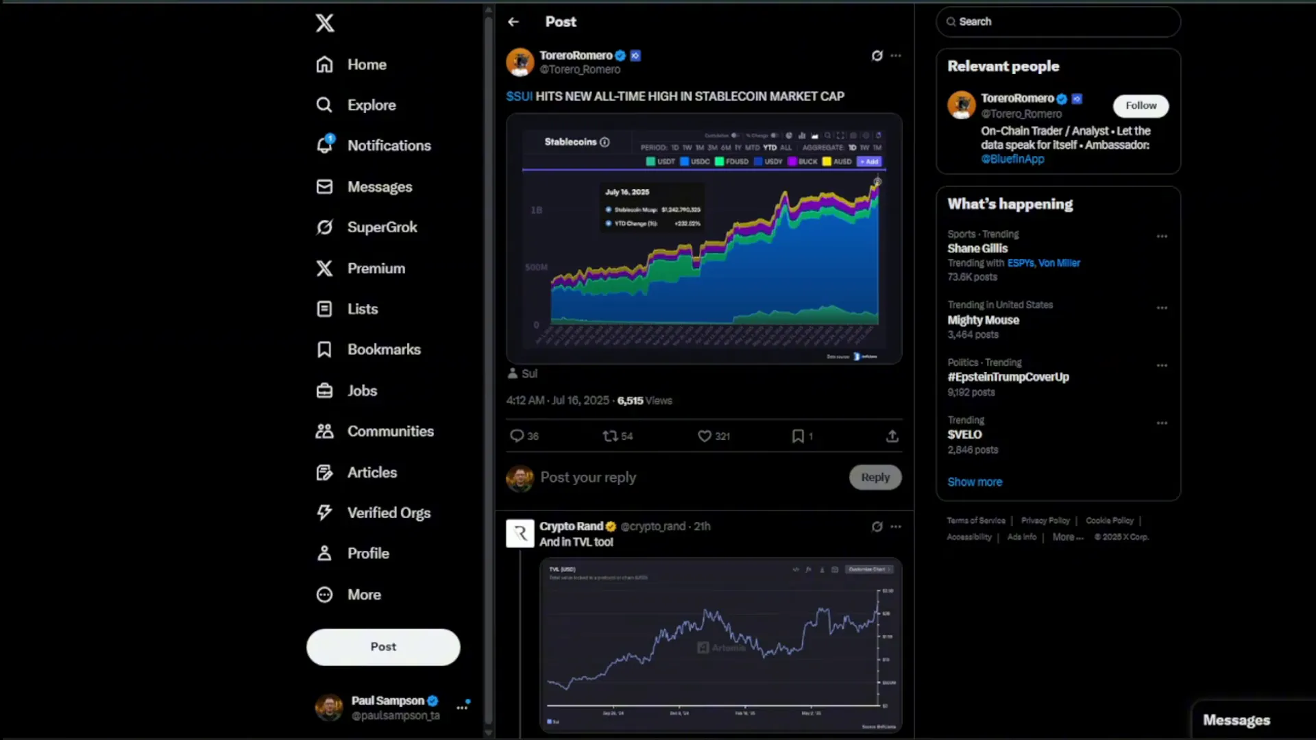 SUI network price chart showing accumulation pattern