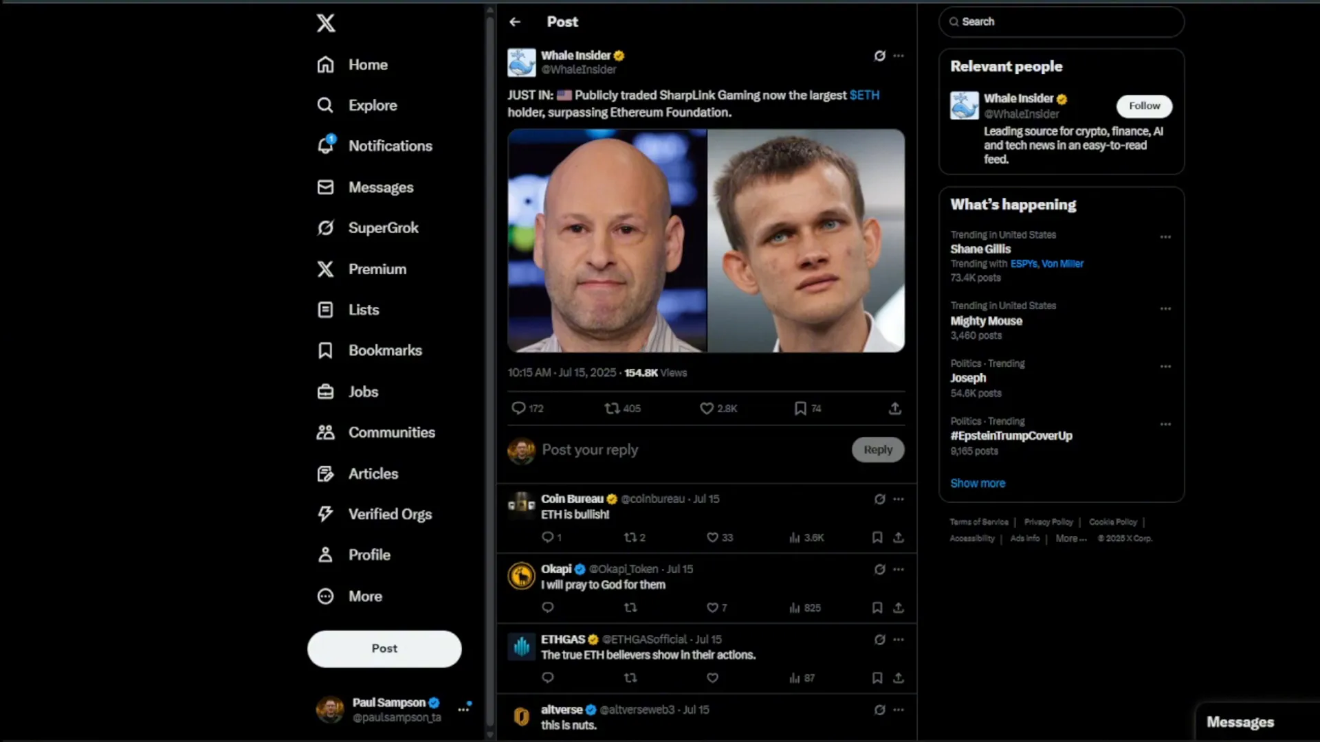 Sharpling Gaming Ethereum holdings news