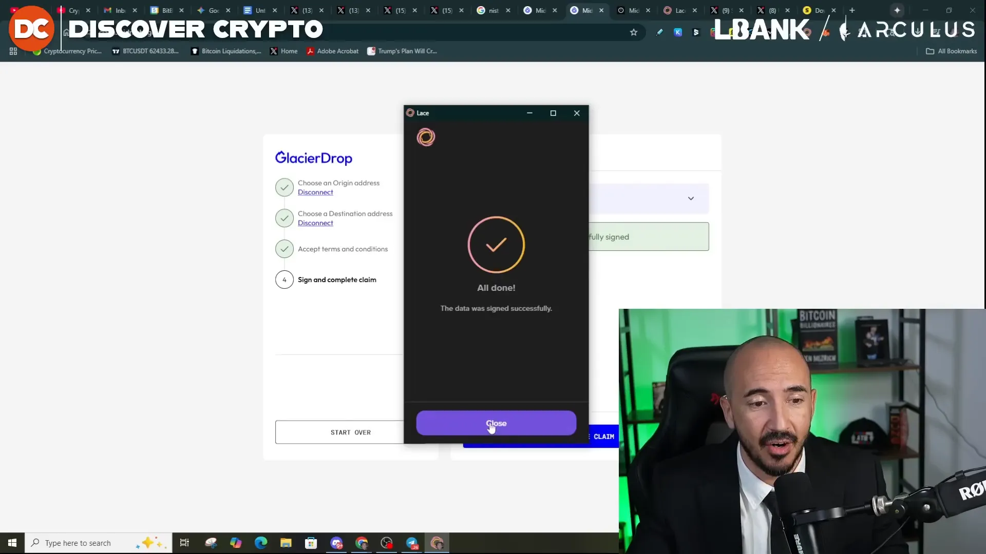 Claim confirmation screen for Midnight airdrop