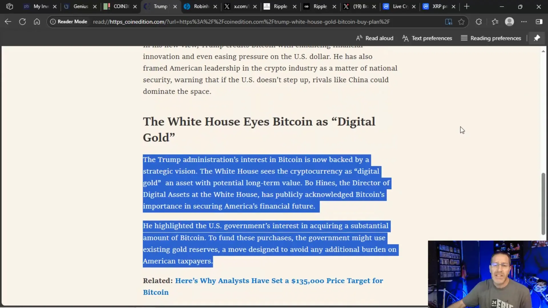 White House strategy to use gold reserves to buy Bitcoin