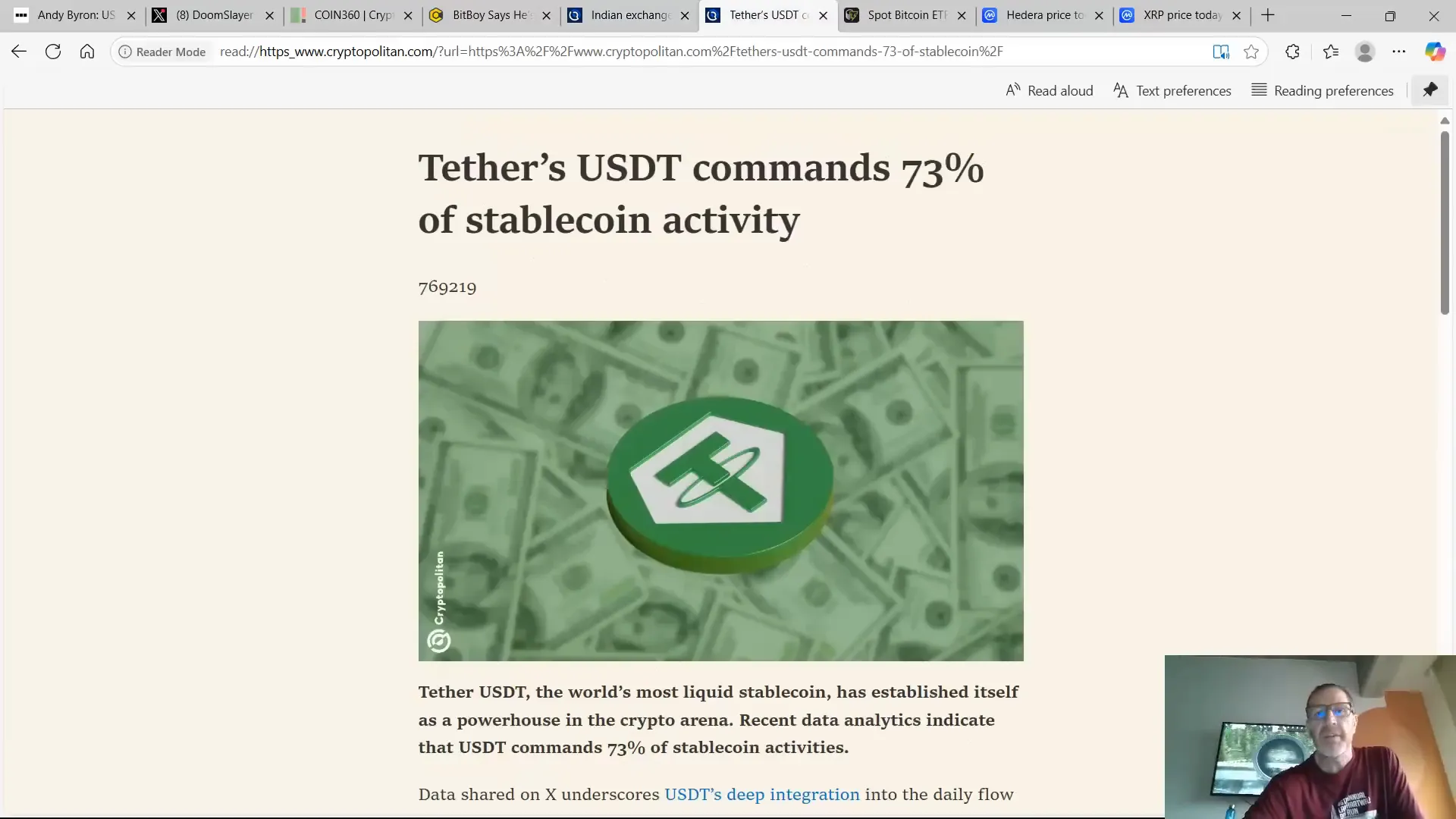 Tether and USDC stablecoin wallet growth statistics
