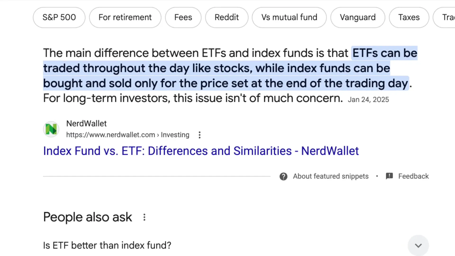 Comparison of ETFs and index funds