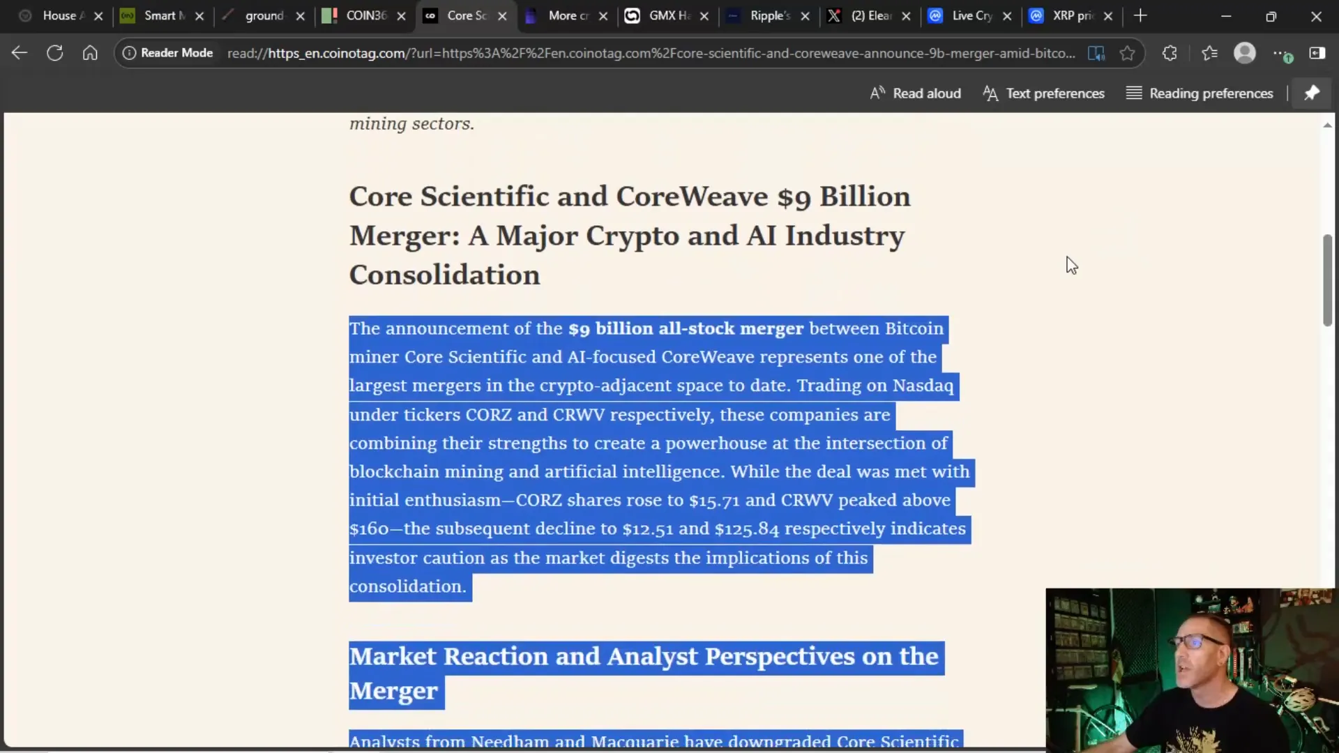 Core Scientific and CoreWeave $9 billion merger announcement
