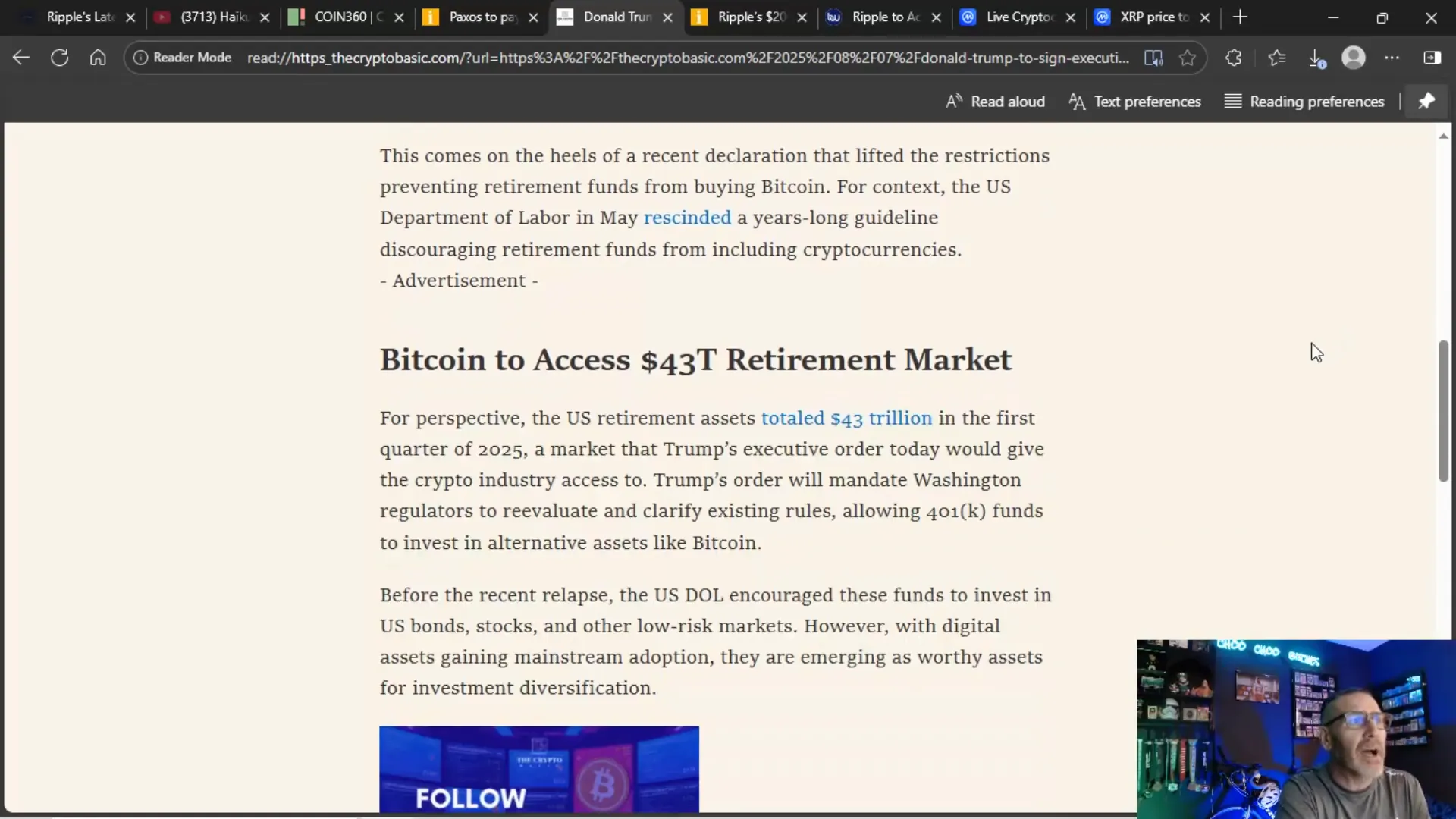 Graph showing $43 trillion US retirement market