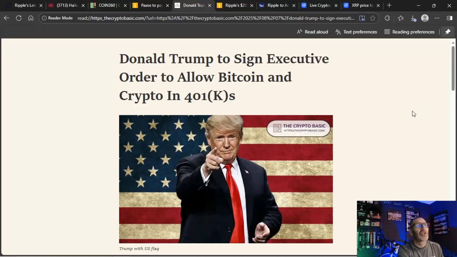 Donald Trump executive order announcement on crypto in 401(k)s