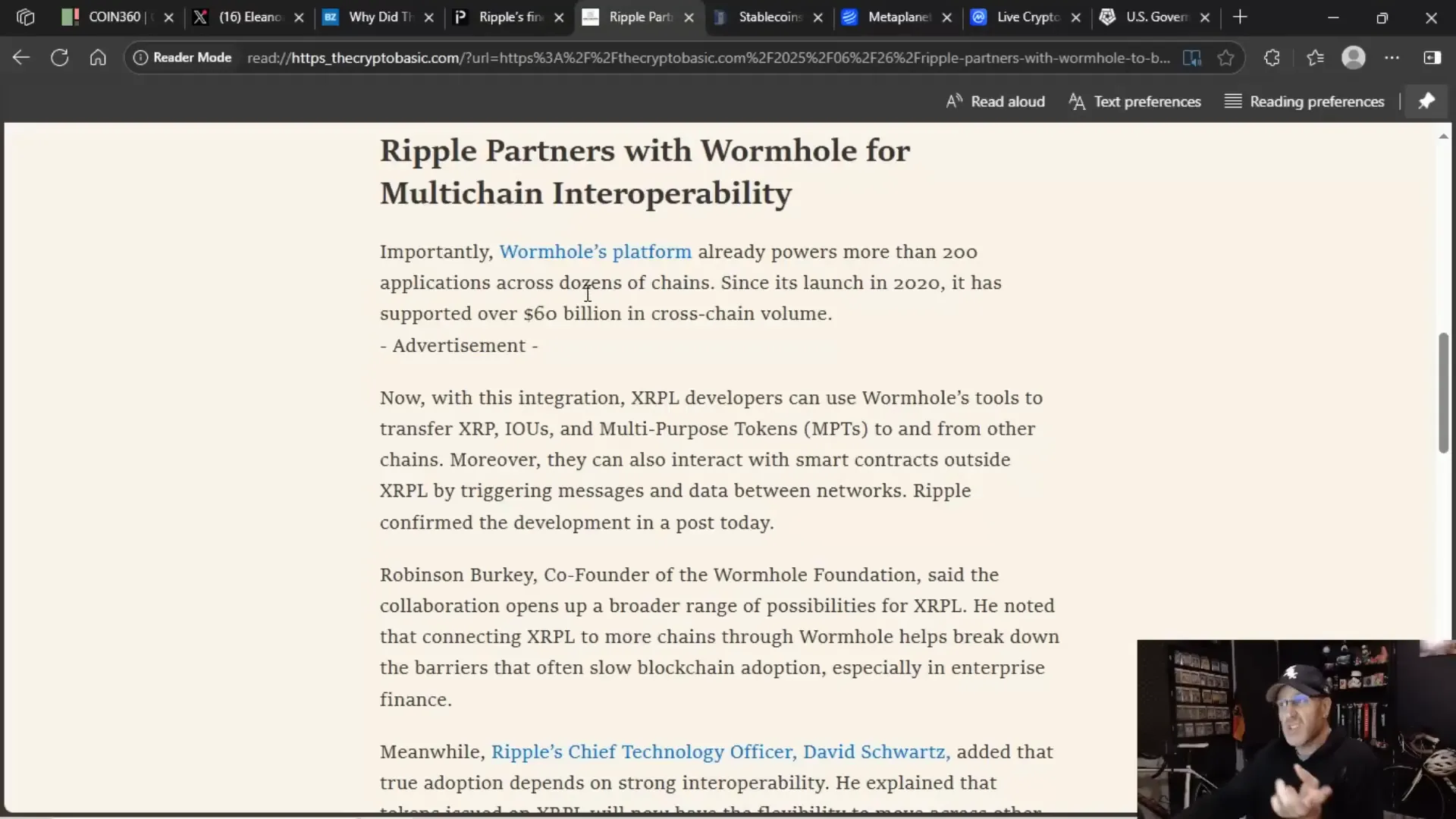 Wormhole platform stats and Ripple partnership announcement