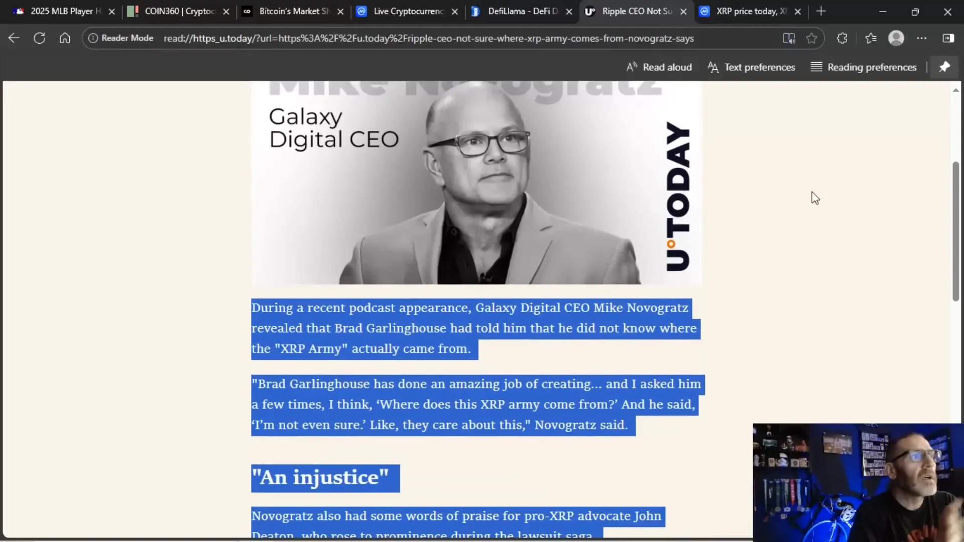 Mike Novogratz recounts Brad Garlinghouse's comment about the XRP army