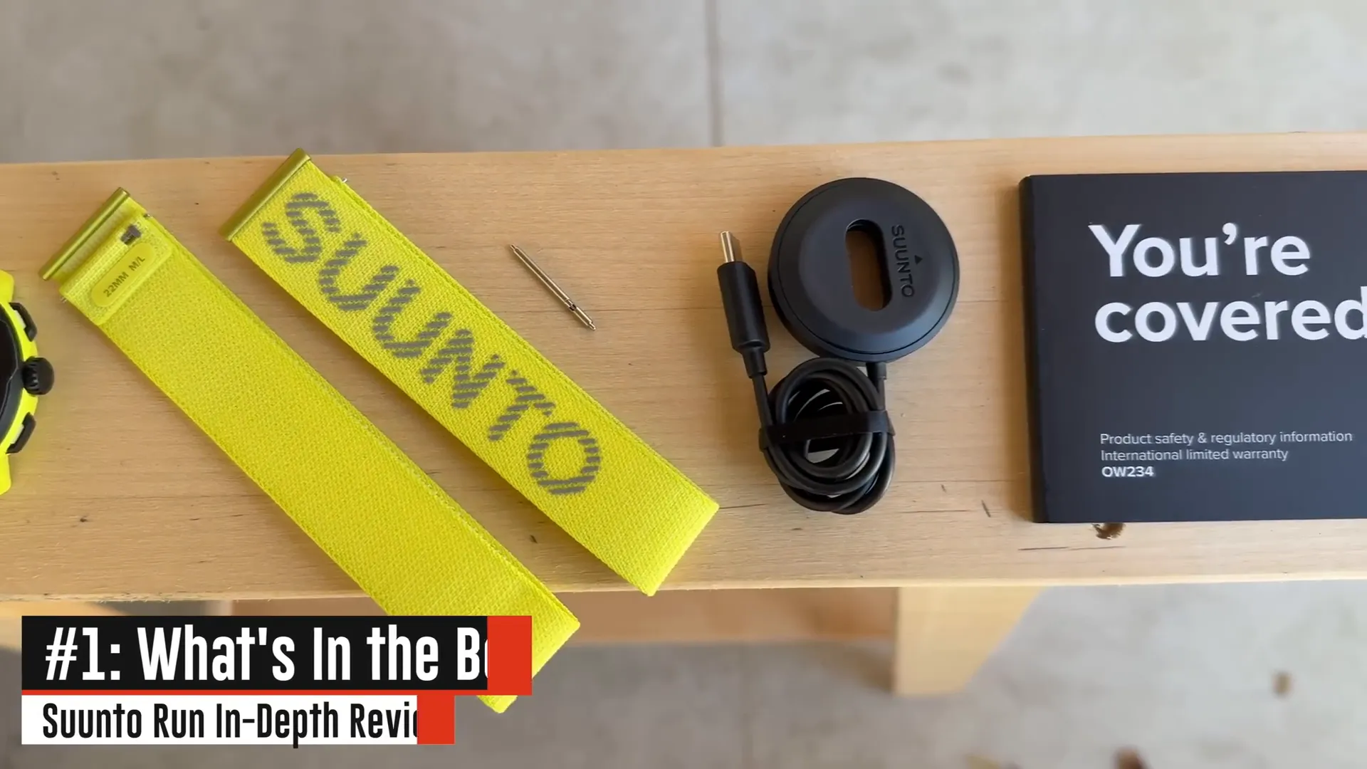 Suunto Run box and contents including charger and fabric straps