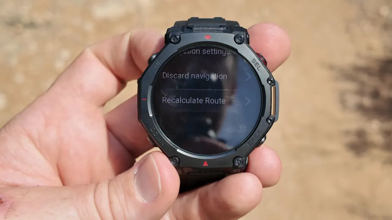 Navigation menu listing rerouting options but requires end of activity