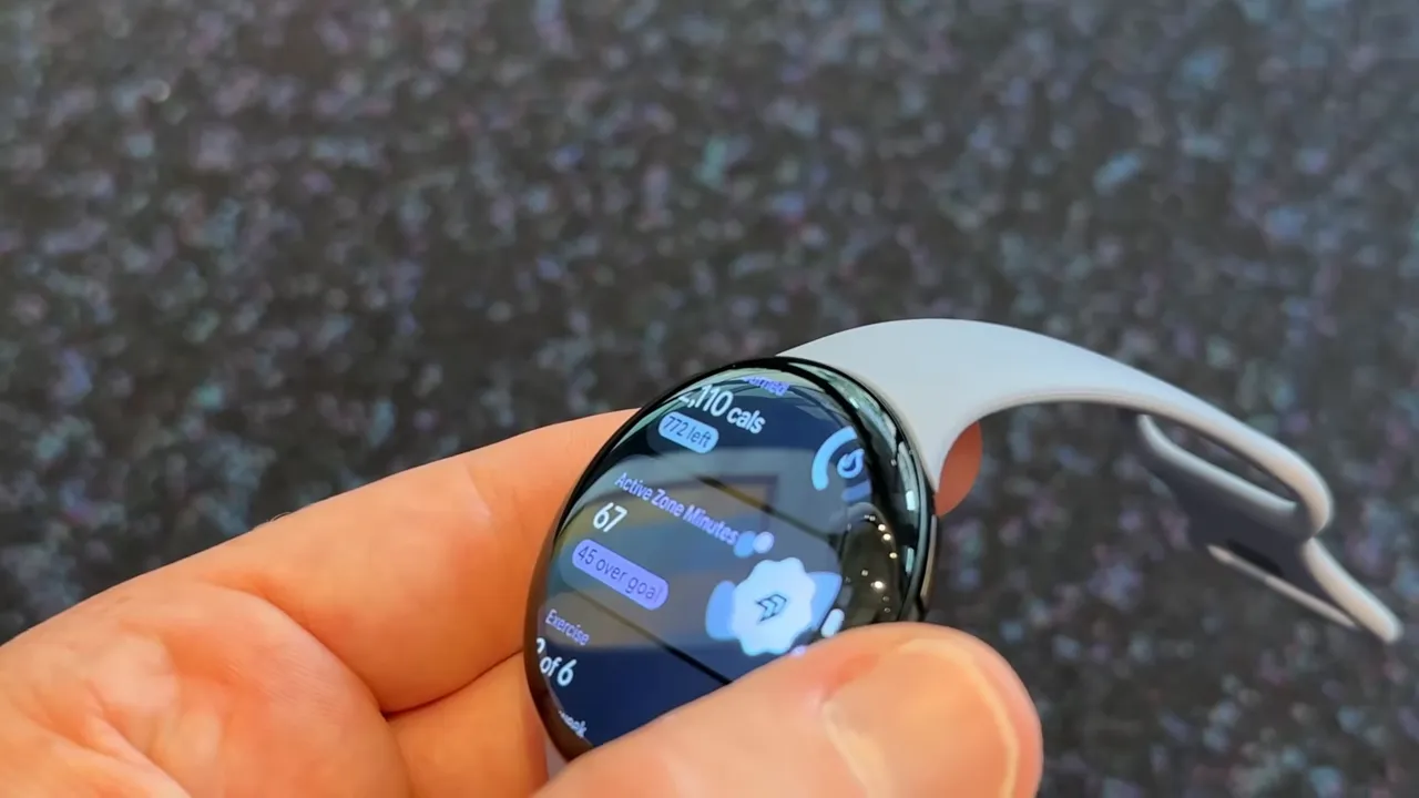 Close up of the domed display on the Pixel Watch 4