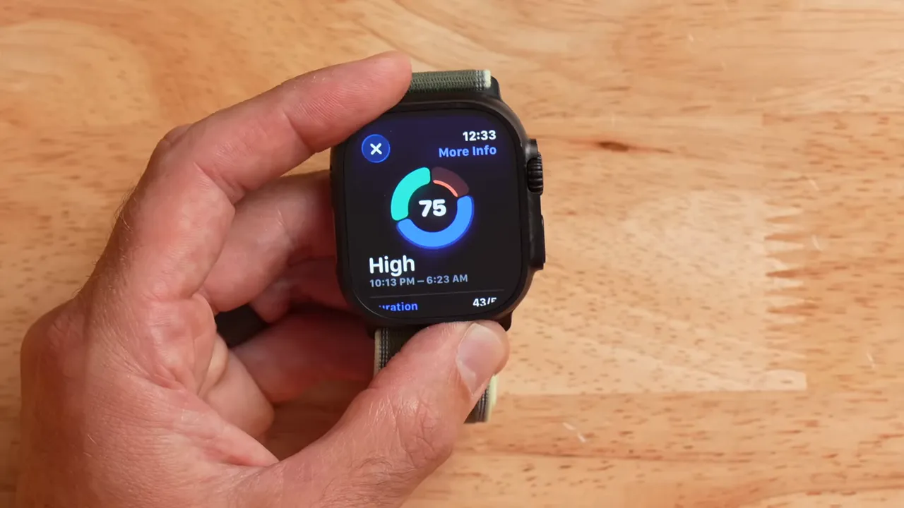 Sleep score shown in Apple Health monthly view