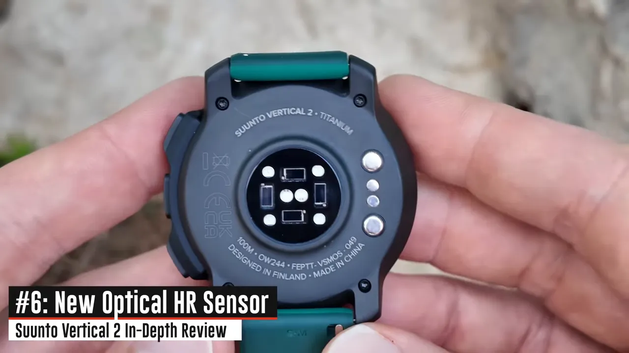 Suunto Vertical 2 back showing optical heart rate sensor