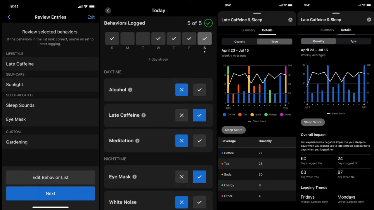 Lifestyle logging interface in Garmin Connect