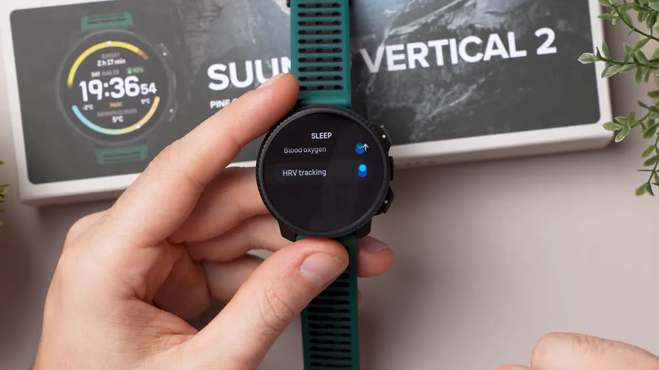 Close-up of Suunto Vertical 2 Sleep settings with HRV tracking toggle switched on