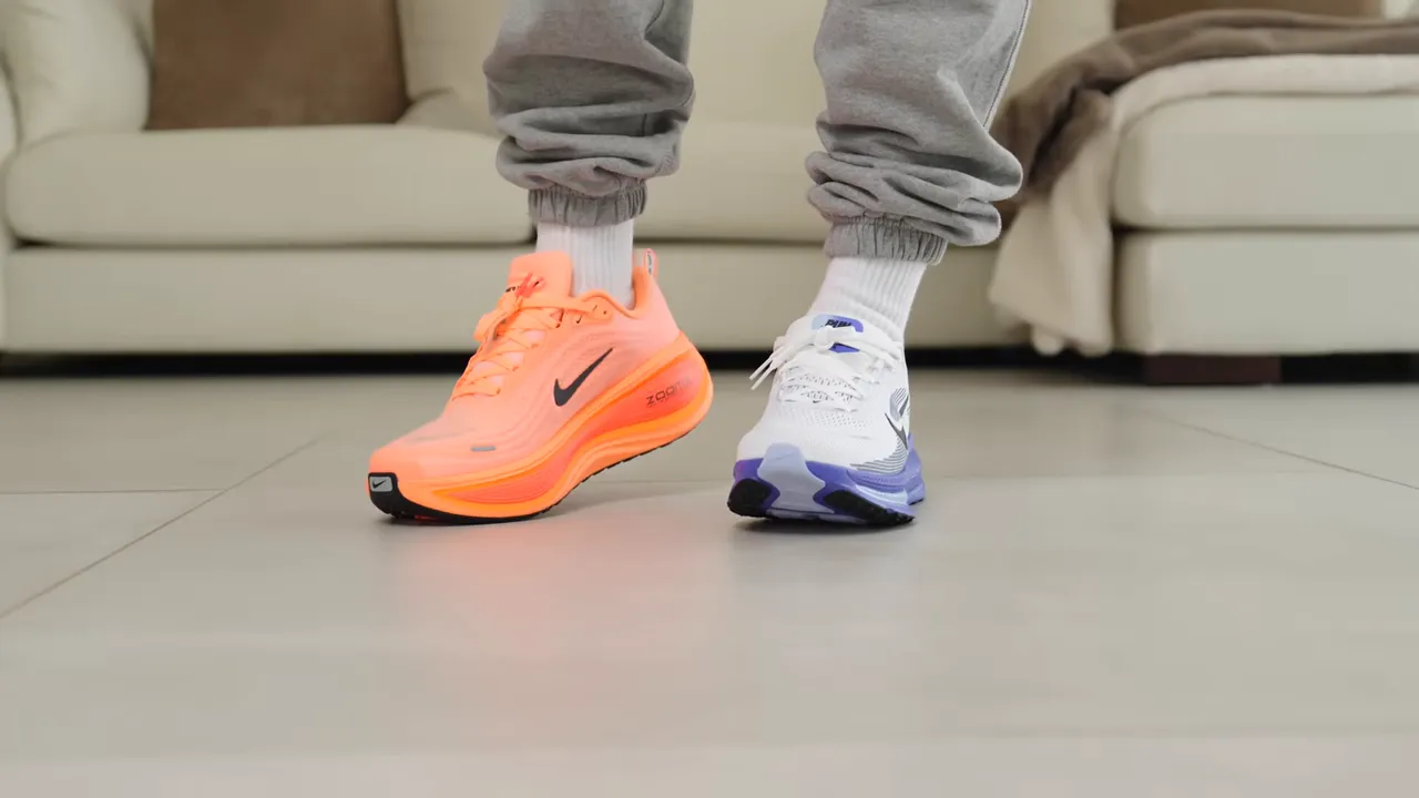 Stepping into Vomero Plus, showing soft ZoomX response