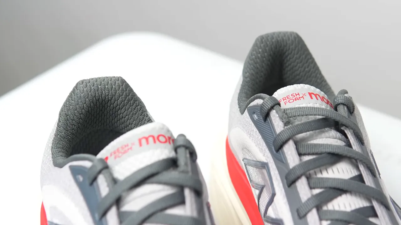 Top view of New Balance Fresh Foam X More v6 showing toe box, midfoot and lacing