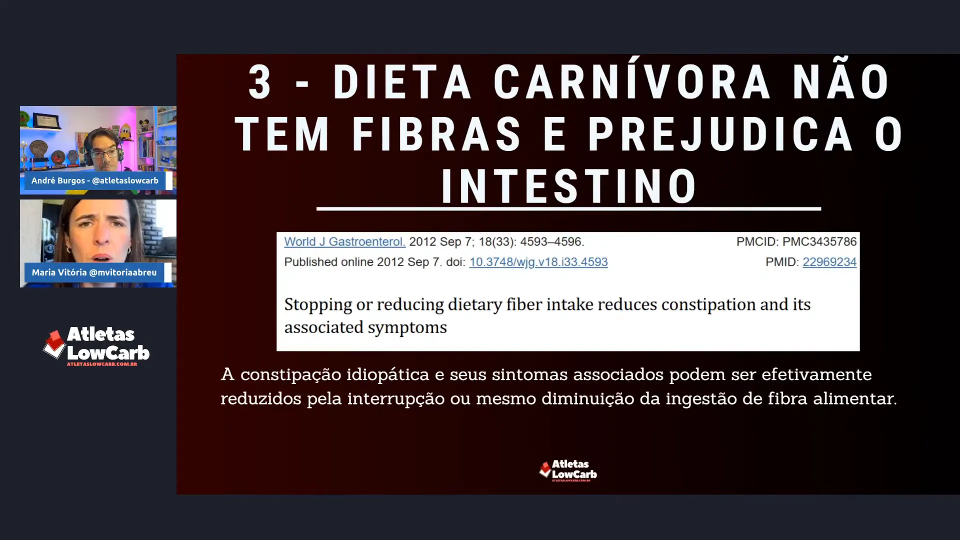 Estudo mostrando melhora da constipação ao reduzir fibras