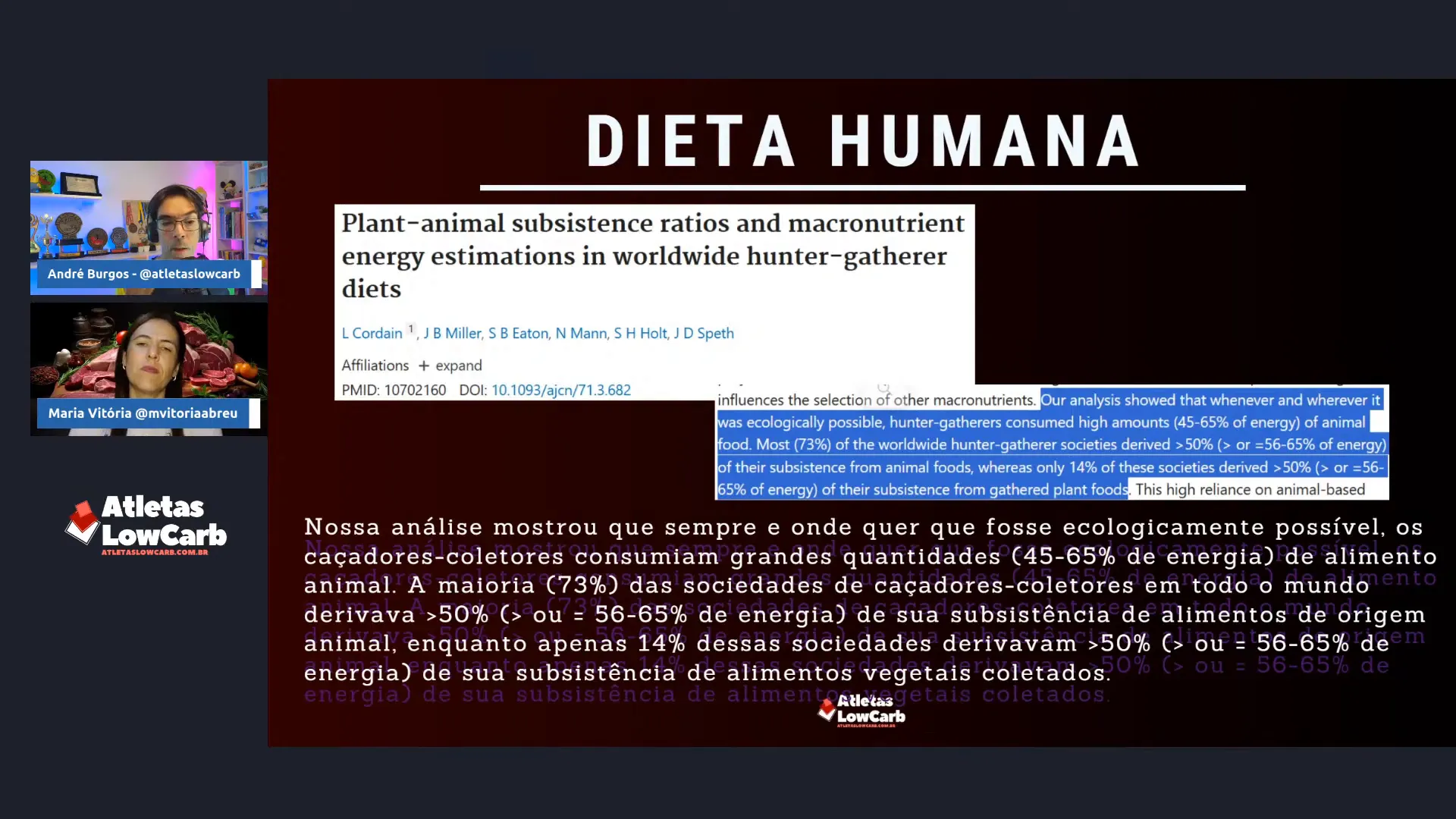 Estudo sobre hábitos alimentares de povos caçadores-coletores