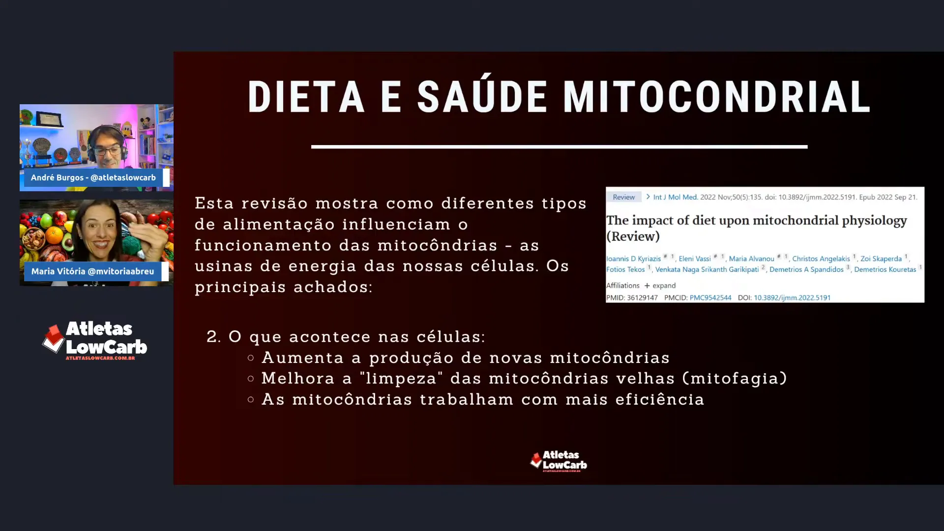 Conversa sobre consumo frequente de carboidratos e falta de tempo para biogênese mitocondrial