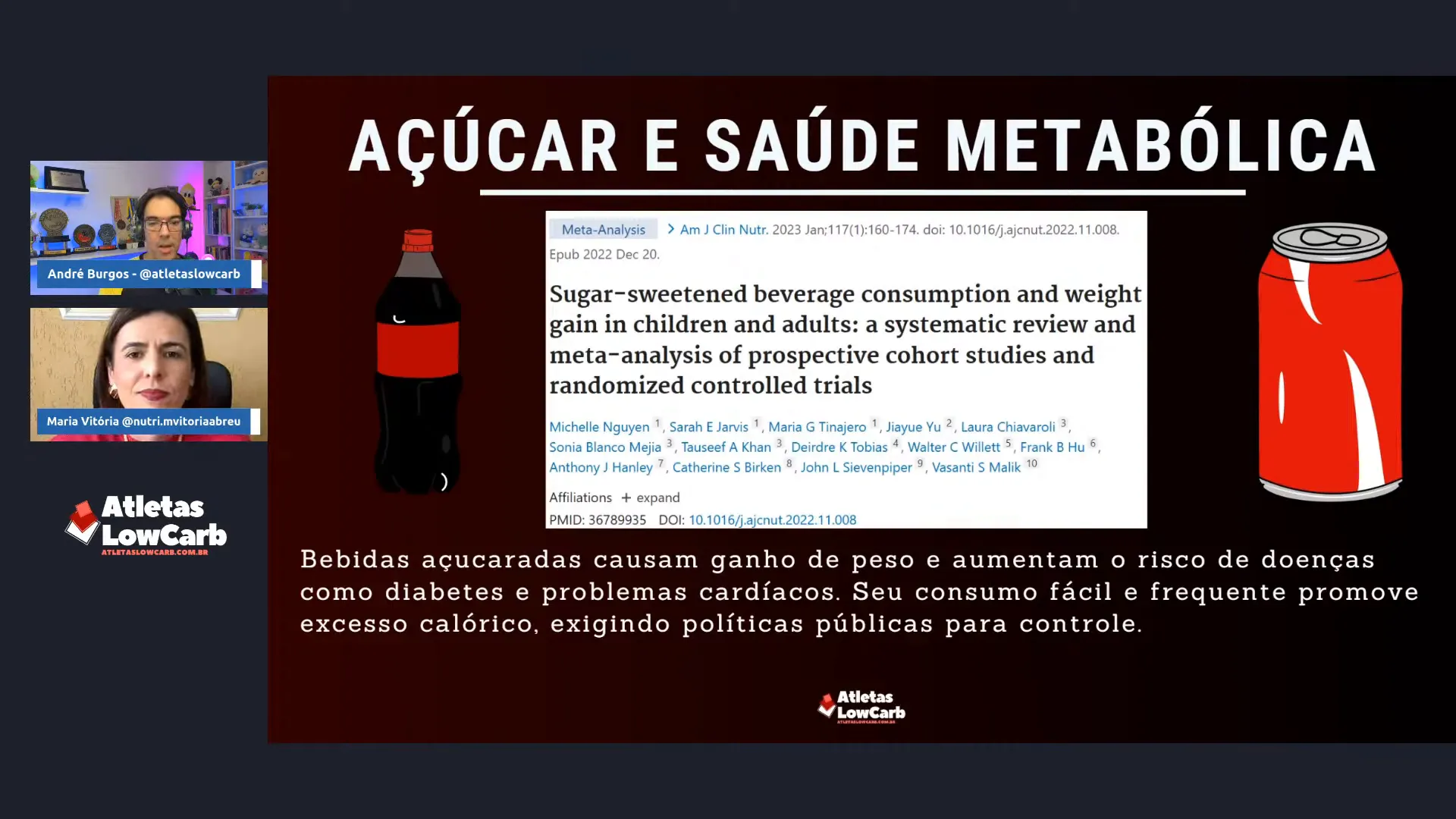 Mensagem sobre bebidas açucaradas e o risco para saúde