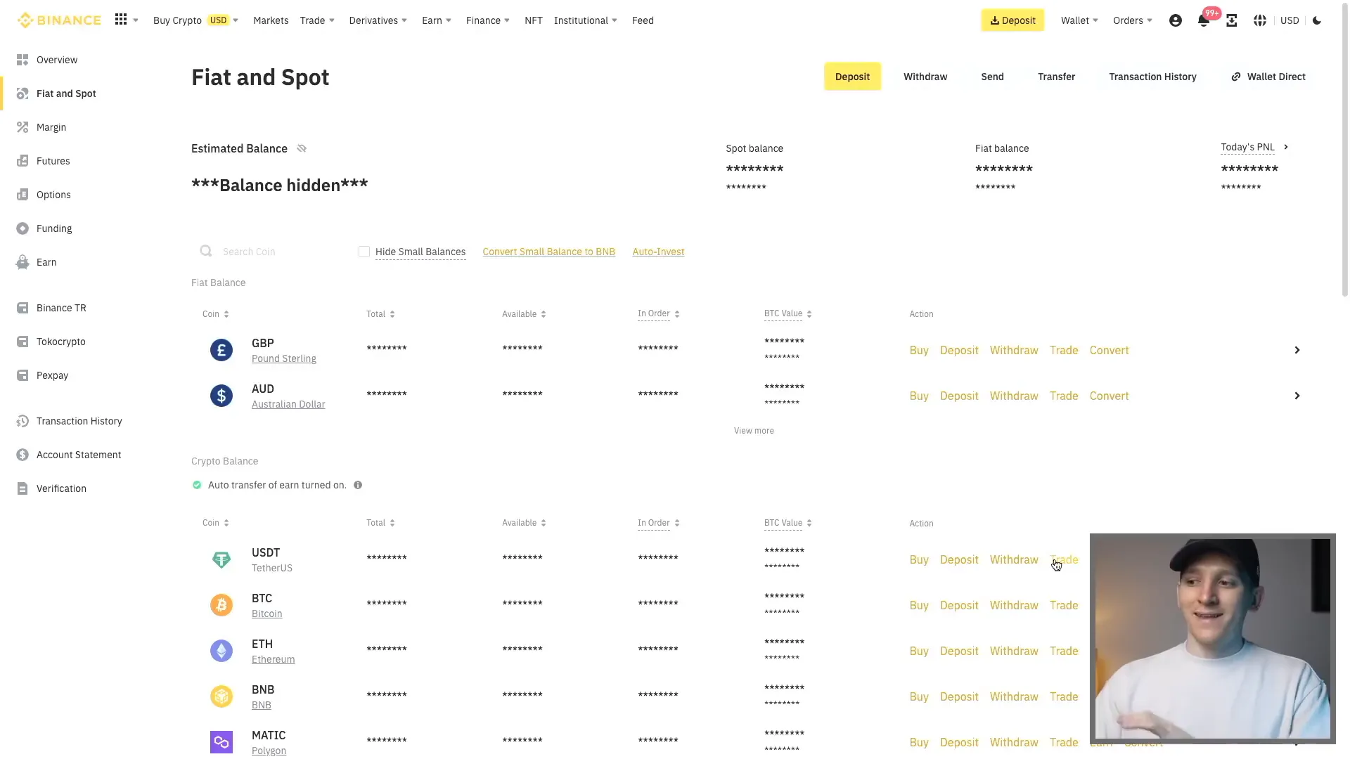 Binance trading screen