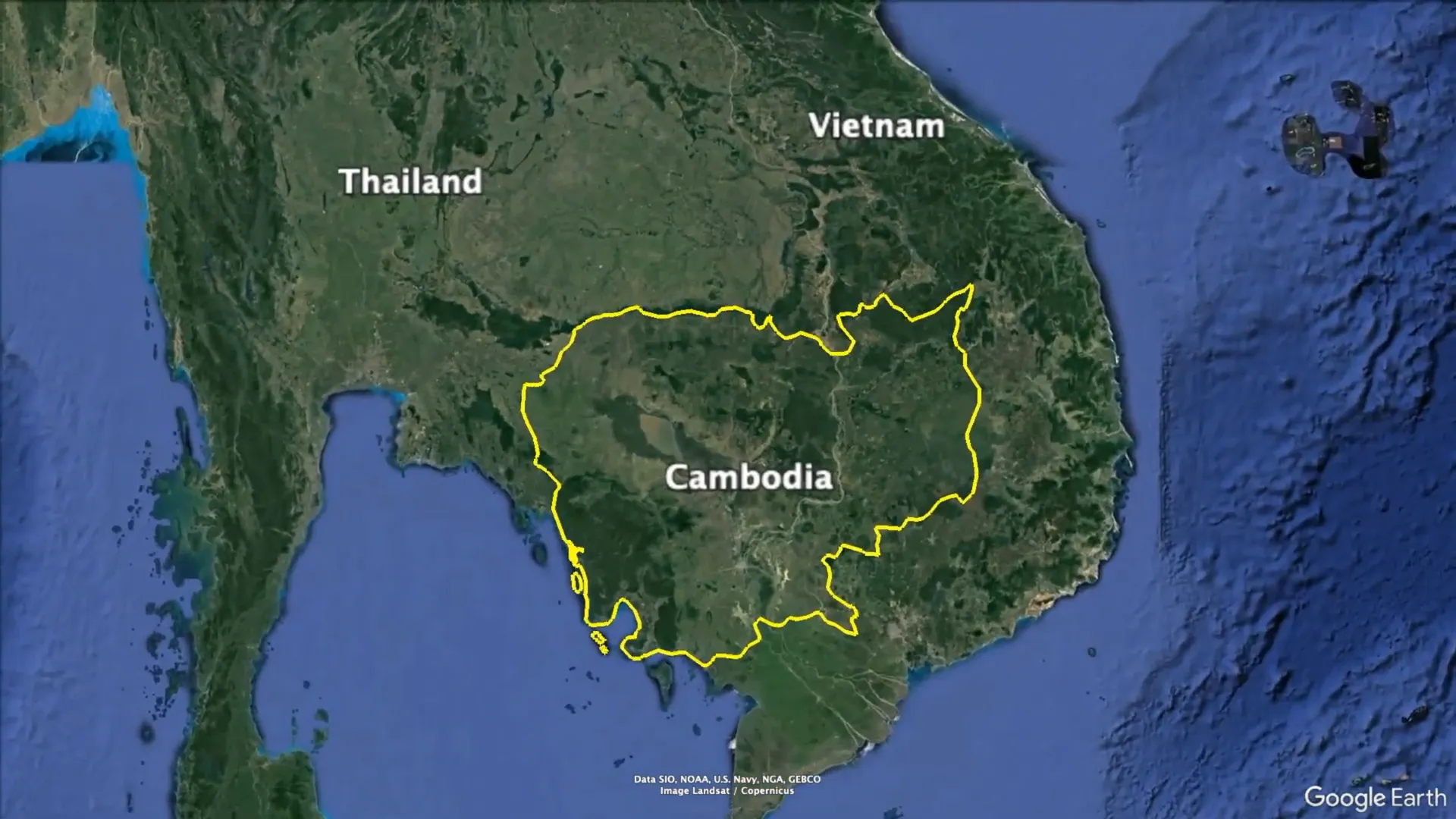 Map of Cambodia highlighting key regions