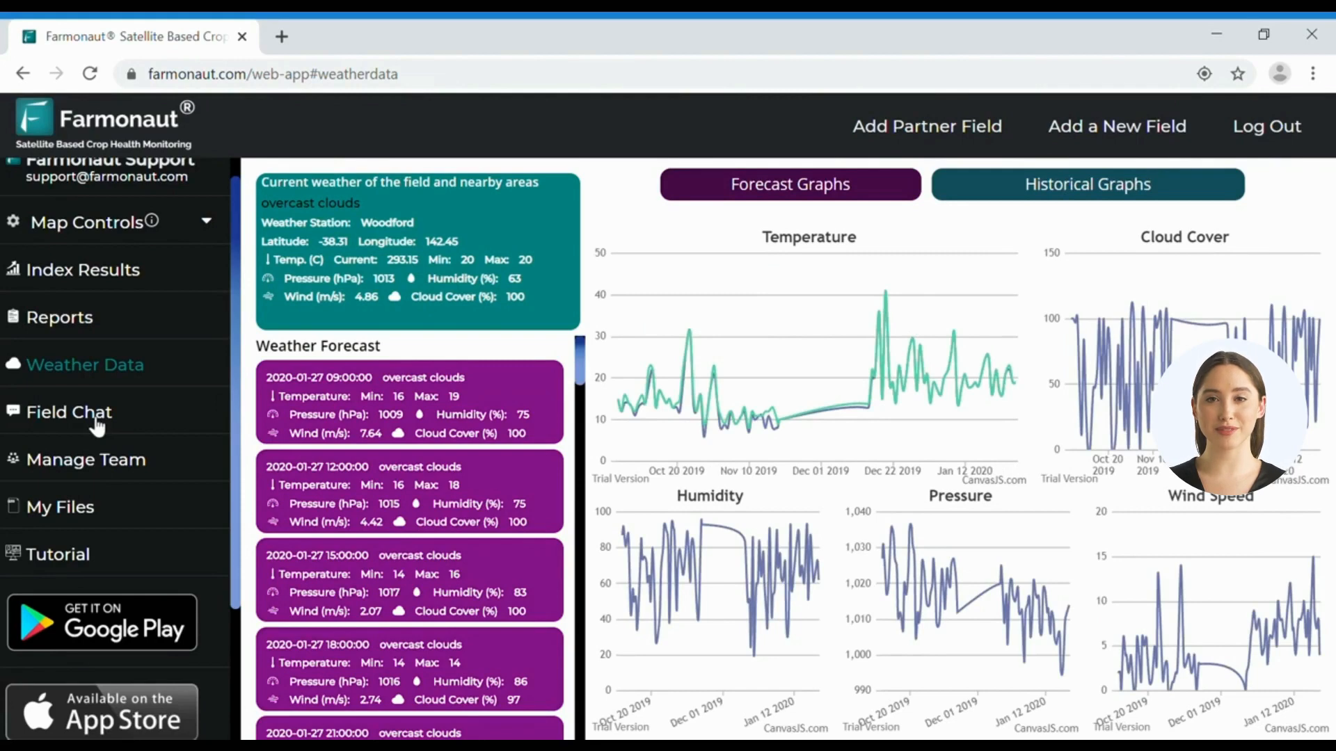 Field chat interface showing a conversation about crop issues