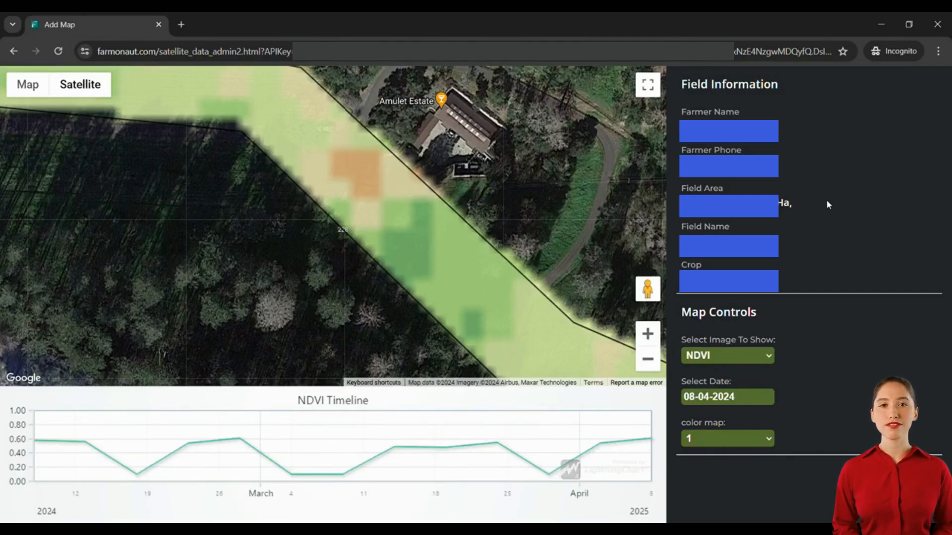 Interface displaying field information