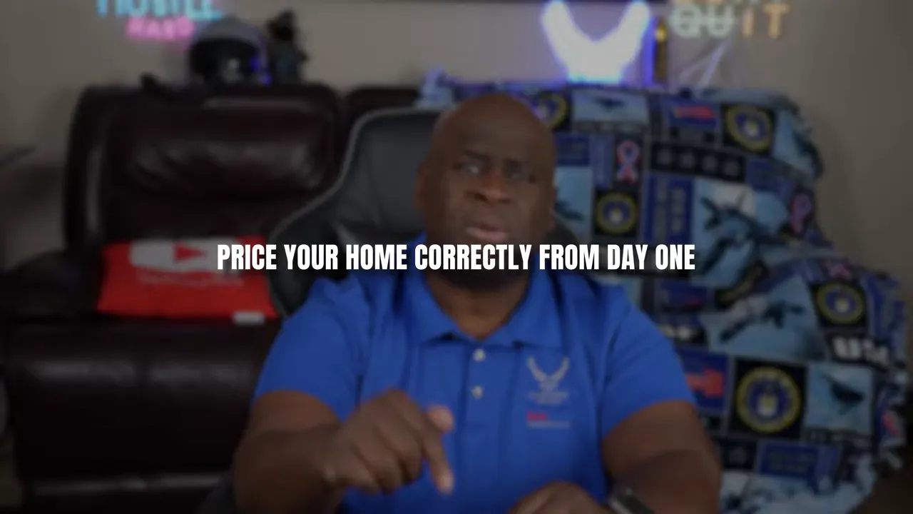 On-screen text instructing sellers to price their home correctly from day one