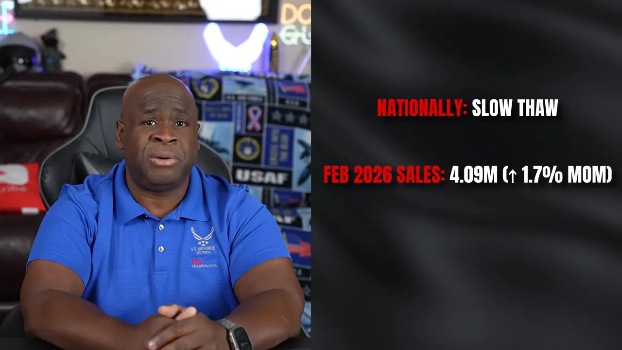 Screenshot with “Nationally: Slow Thaw” text and February 2026 sales 4.09M on screen