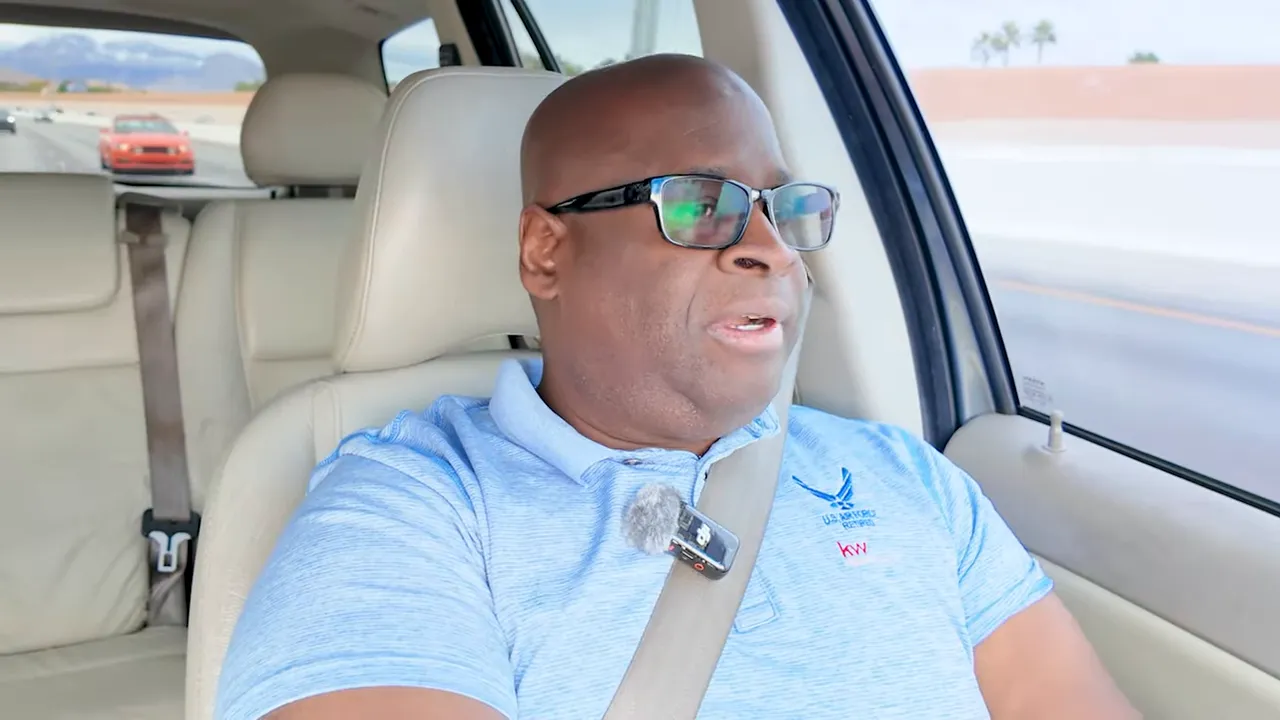 Host speaking in a car with a lavalier microphone, explaining net proceeds and seller concessions