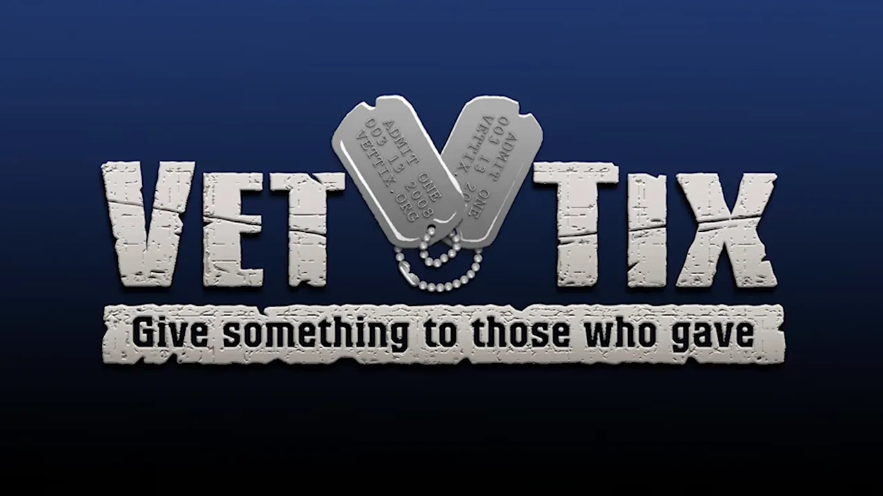 VetTix logo with dog tags and the tagline 'Give something to those who gave'