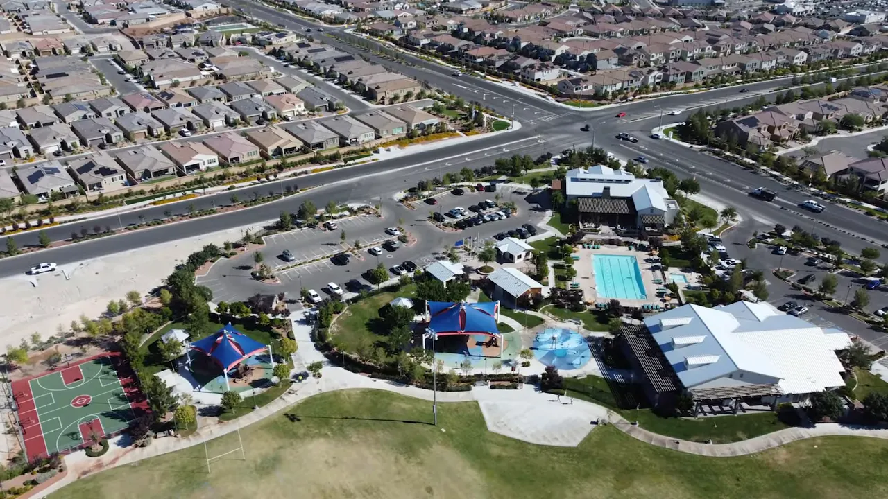 Sky Canyon Park playground and splash pad area