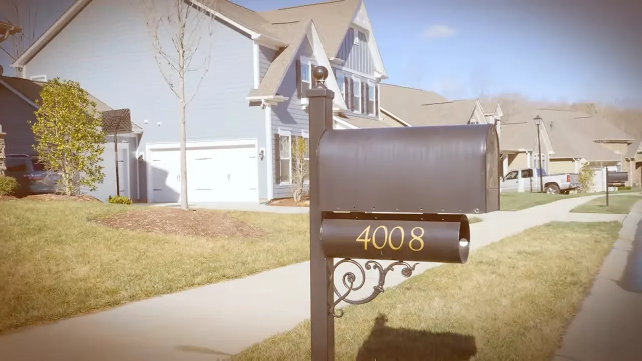 Neighborhood mailbox with house number 4008 in front of a suburban home