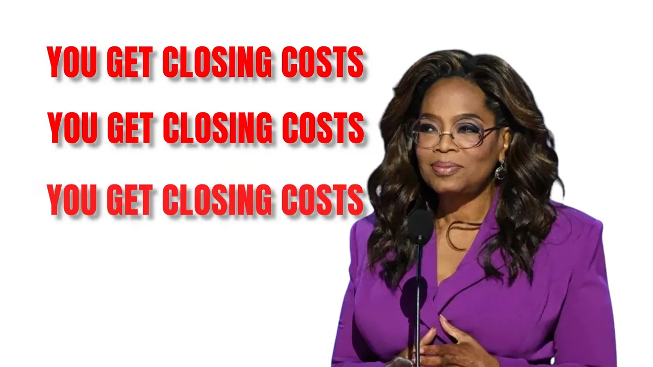 Slide text 'You get closing costs' with a presenter on the right