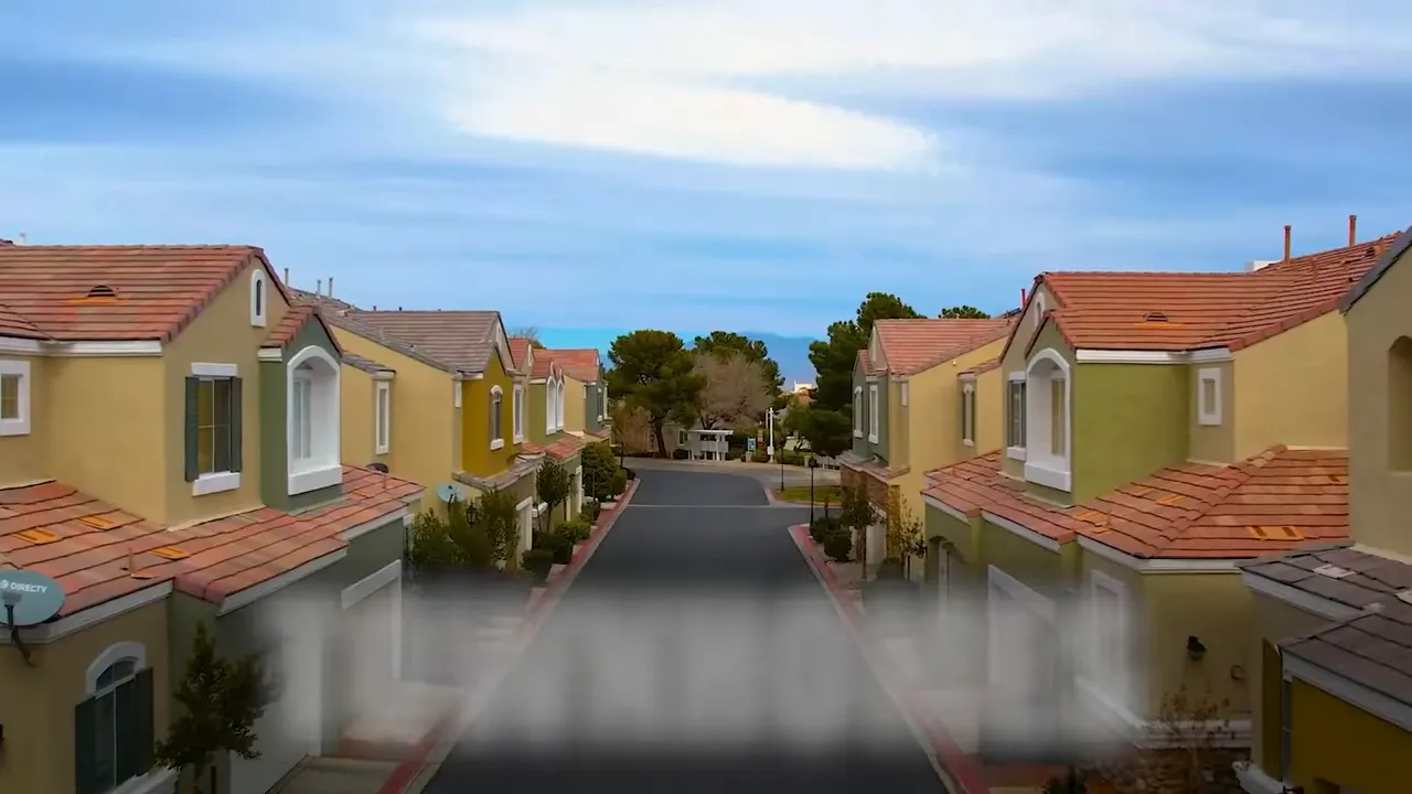 Townhome-style neighborhood street scene in Las Vegas