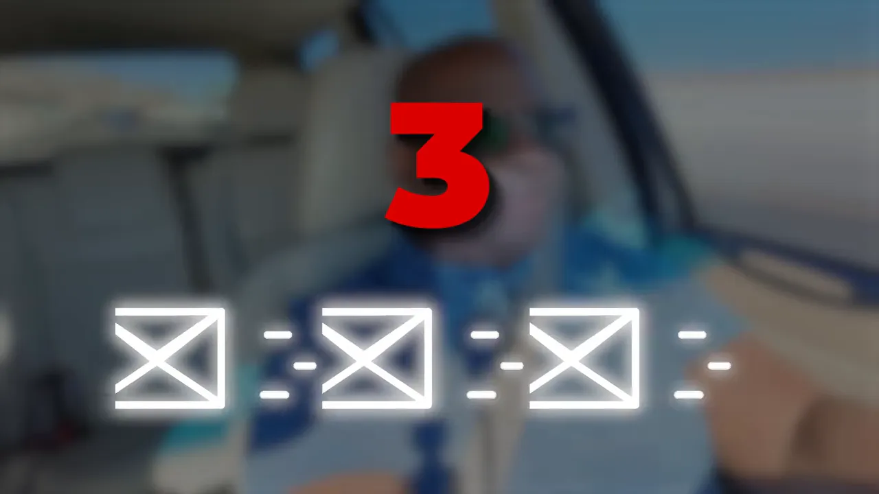 Graphic overlay showing a large red number 3 above three envelope icons, indicating three offers.