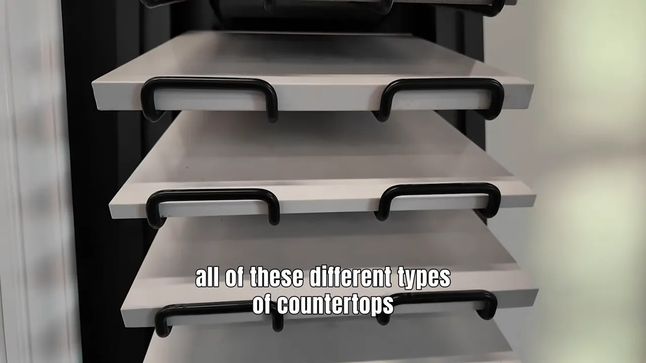 Stacked countertop samples showing different countertop types at the design center