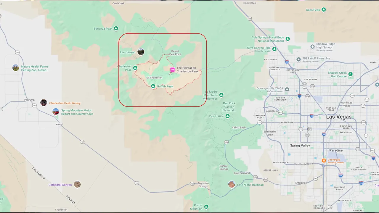 Highlighted Las Vegas map area showing neighborhoods near Summerlin