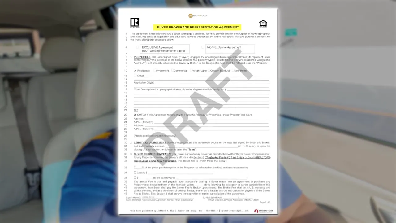 buyer brokerage representation agreement form on a screen