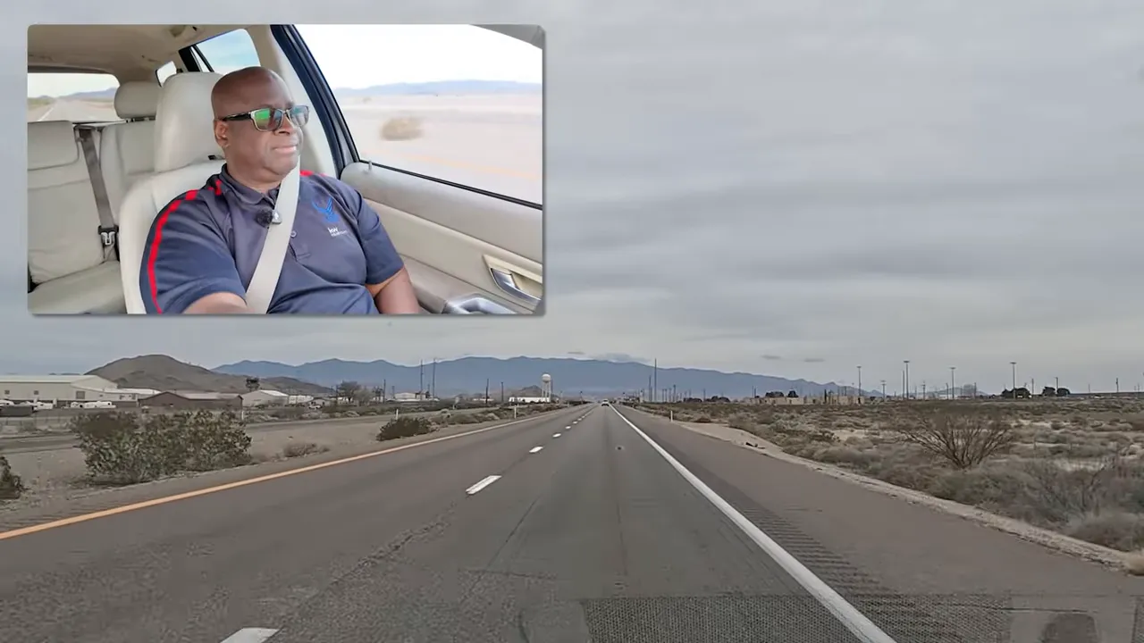US-95 roadway near Indian Springs with sparse roadside development