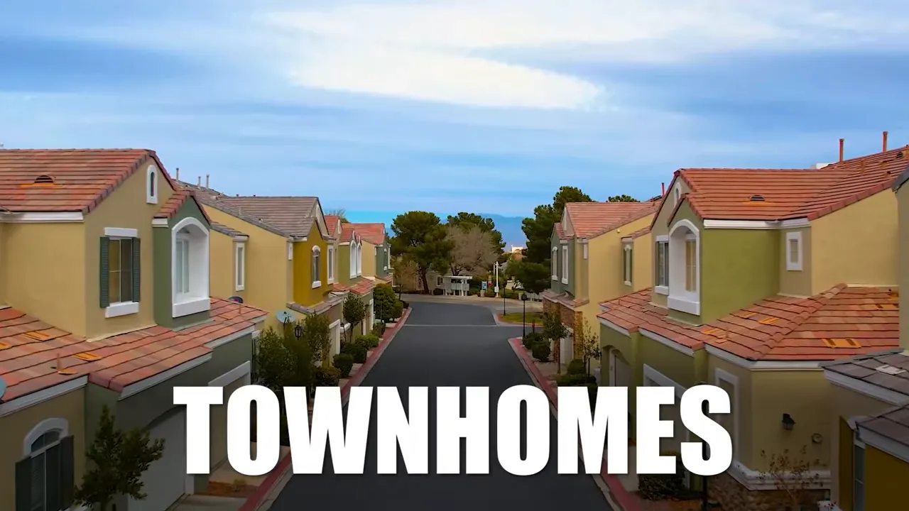 Townhome neighborhood street view representing home criteria for Las Vegas buyers