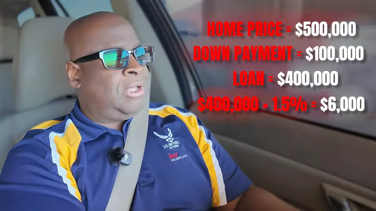 Detailed example showing home price down payment loan amount and 1.5% lender compensation screenshot