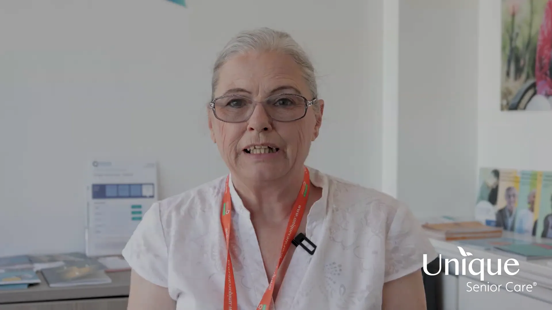 Janet enjoying a friendly chat with a client