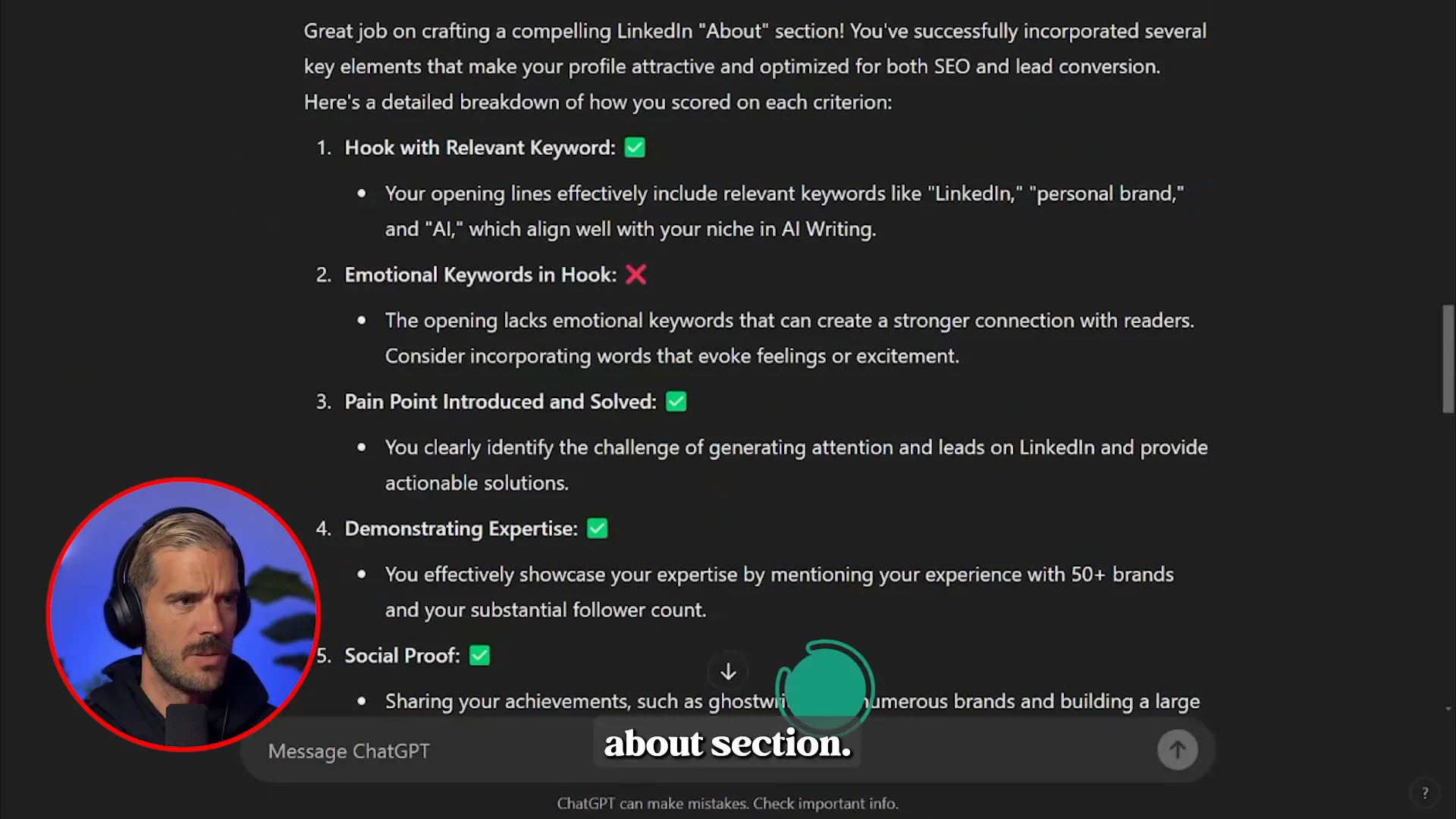 Update Your LinkedIn Profile with AI and get feedback