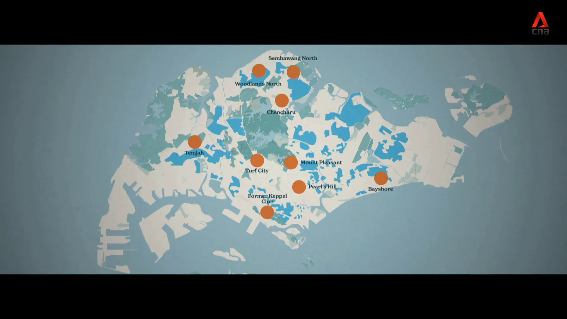 Map showing existing public housing areas in Singapore