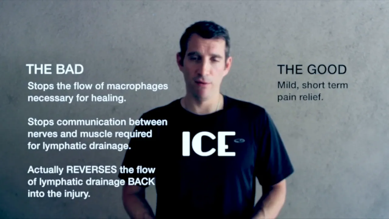 Ice reverses lymphatic flow, worsening swelling