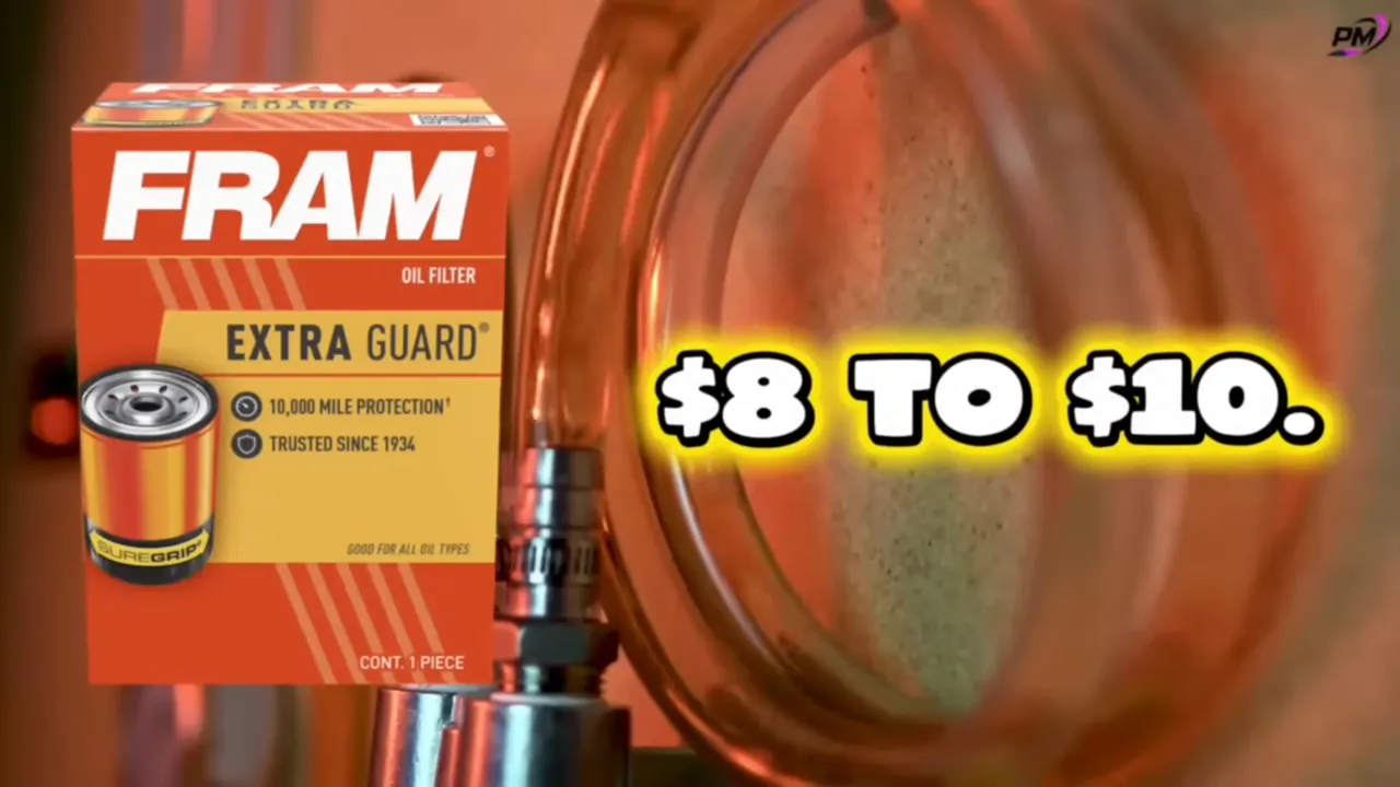 FRAM Extra Guard oil filter box next to bold '$8 to $10' price graphic