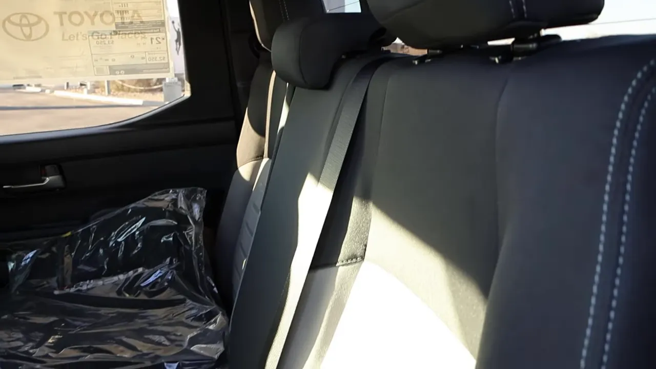 Two-tone cloth rear seats with contrast stitching in 2026 Toyota Tacoma TRD Sport